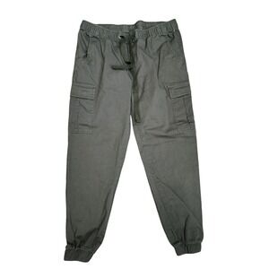 GALAXY BY HARVIC Army Green Cargo Joggers Pants Men's Large Elastic Waist Ankles